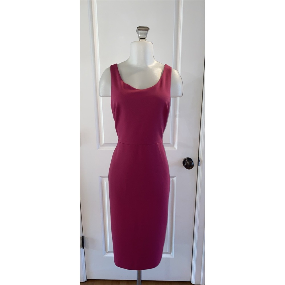 Betsey Johnson Size 6 Wiggle‎ Sheath Stretch Scoop Neck Pink Dress Sleeveless